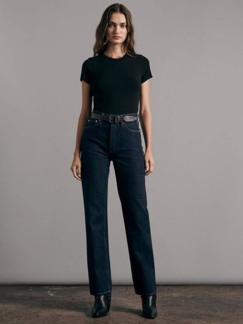 Rag & Bone Alex High Rise Straight Leg Jeans in Dark Wash Denim Size 23